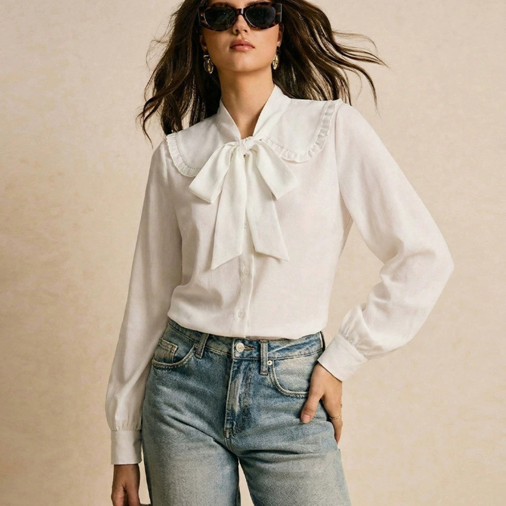 H&M Fashion Long Sleeve Solid Color Pullover Shirt
